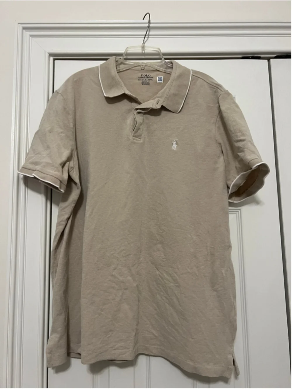 Men's Polo Ralph Lauren Classic Fit Polo Shirt XL Beige White